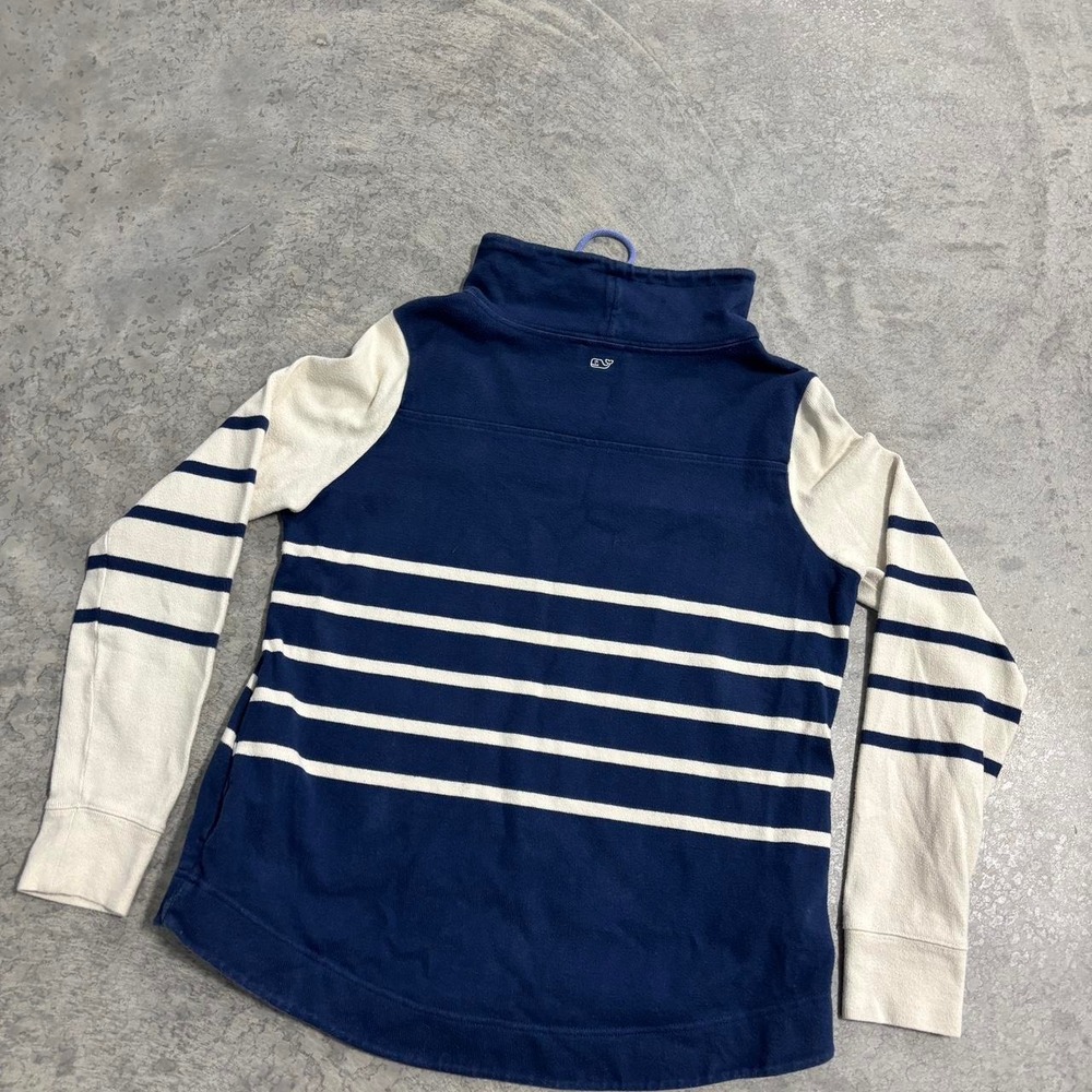 Vineyard Vines White & Navy Striped Mock Neck Pullover Women Size Small - Picture 5 of 6